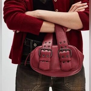 Free People Say Yes Leather Buckle Hand Bag